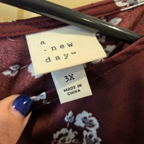 Burgundy Floral Midi Dress Size 3X New Formal Chic Modern Boho - Picture 4 of 10